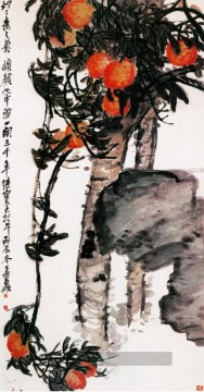 Traditionelle chinesische Kunst Werke - Wu cangshuo Pfirsich Chinesische Malerei
